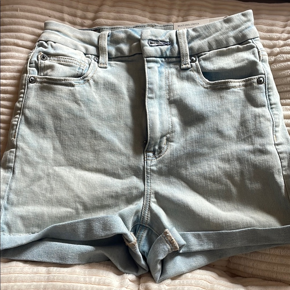 American Eagle Outfitters Blue Jean Shorts High-Waisted Trendy